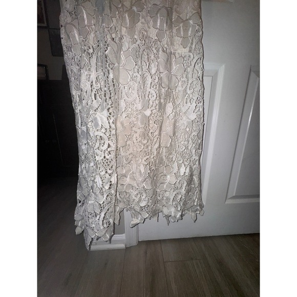 Alexis Floral Lace Maxi Dress‎ Long Sleeve Elegant Evening Gown White L - Picture 10 of 16
